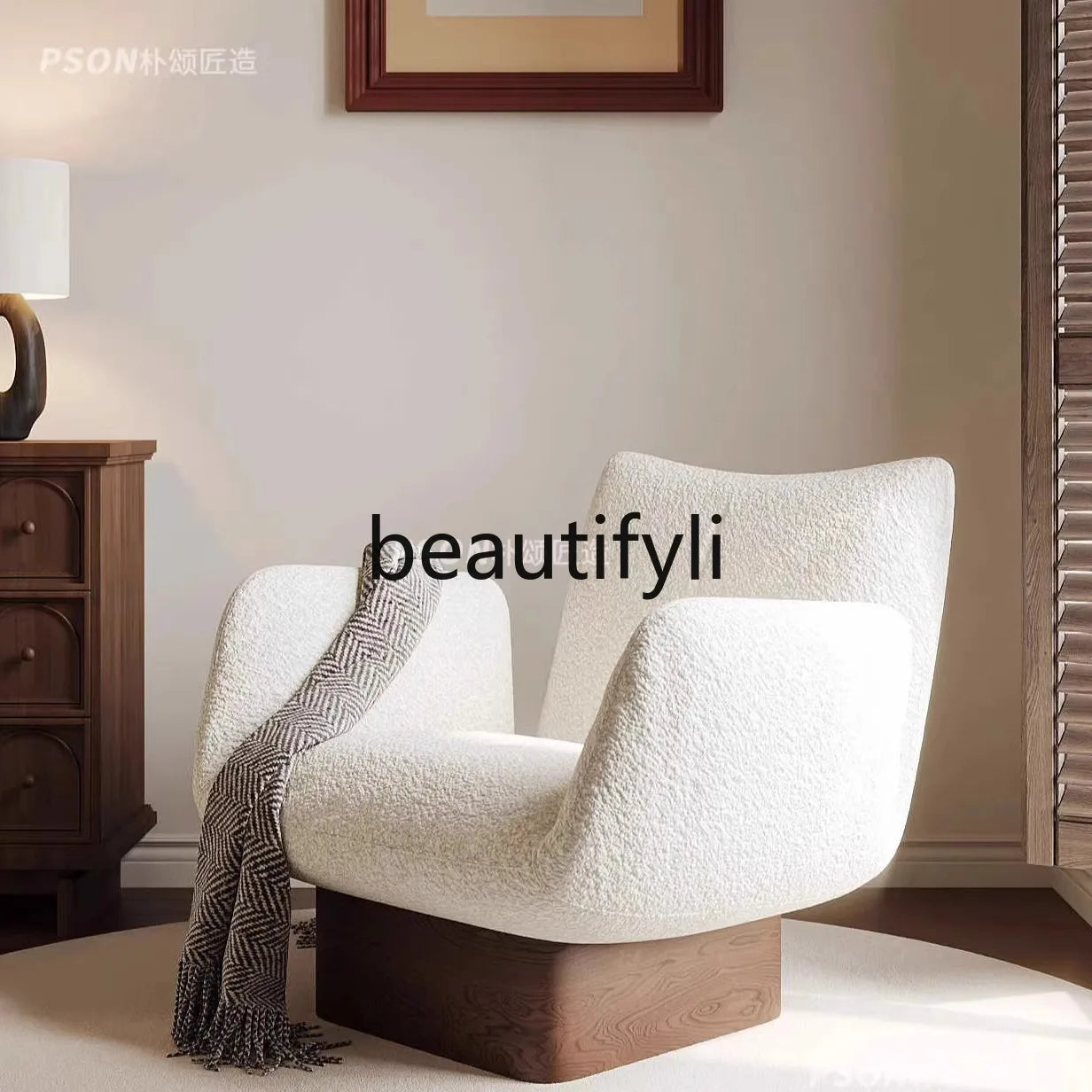 Solid wood single leisure sofa living room medieval   retro reclining chair resting area reception designer single chair
