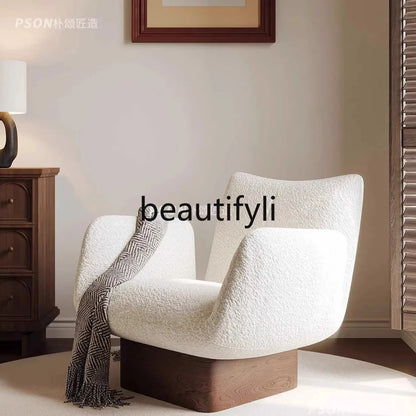 Solid wood single leisure sofa living room medieval   retro reclining chair resting area reception designer single chair