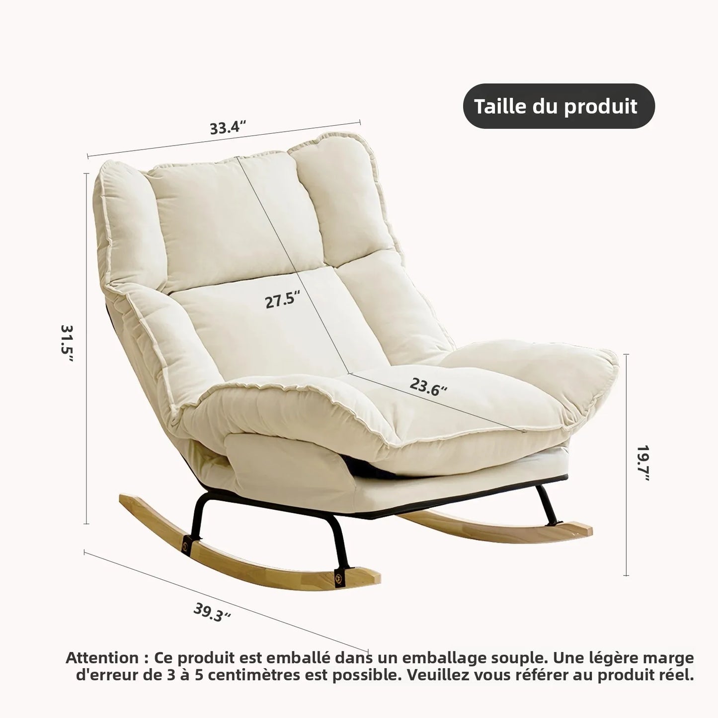 Adjustable Backrest Rocking Chair Wide Seat Living Room Rocker for Comfortable Relaxation