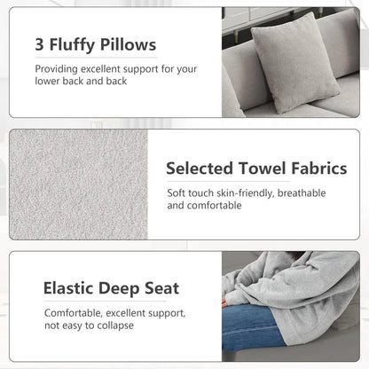 130.5" Curved Sofa, Cloud Sectional Boneless Sofa Couch, 3-Seater Oversized Modern Compressed Lounge Couch for Living Room Apart