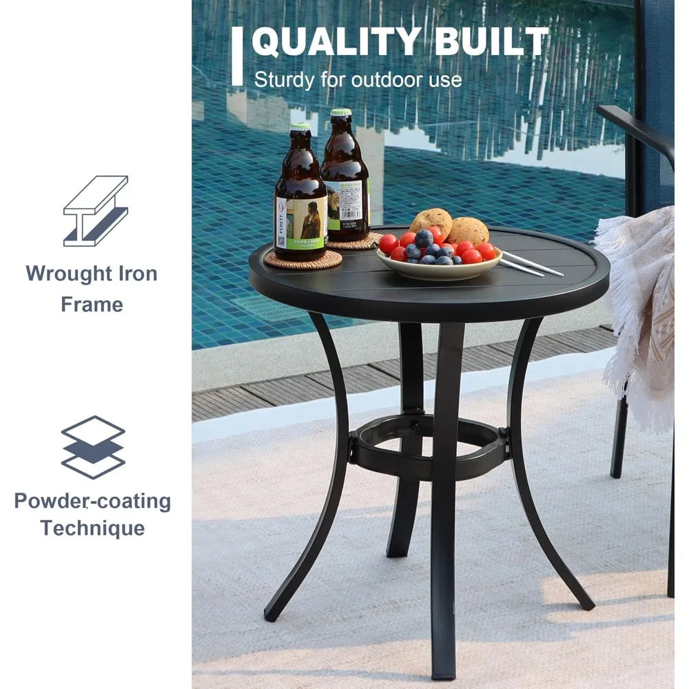 3-Piece Outdoor Wicker Furniture Set with Two Chairs and Metal Side Table for Patio Conversations