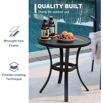 3-Piece Outdoor Wicker Furniture Set with Two Chairs and Metal Side Table for Patio Conversations