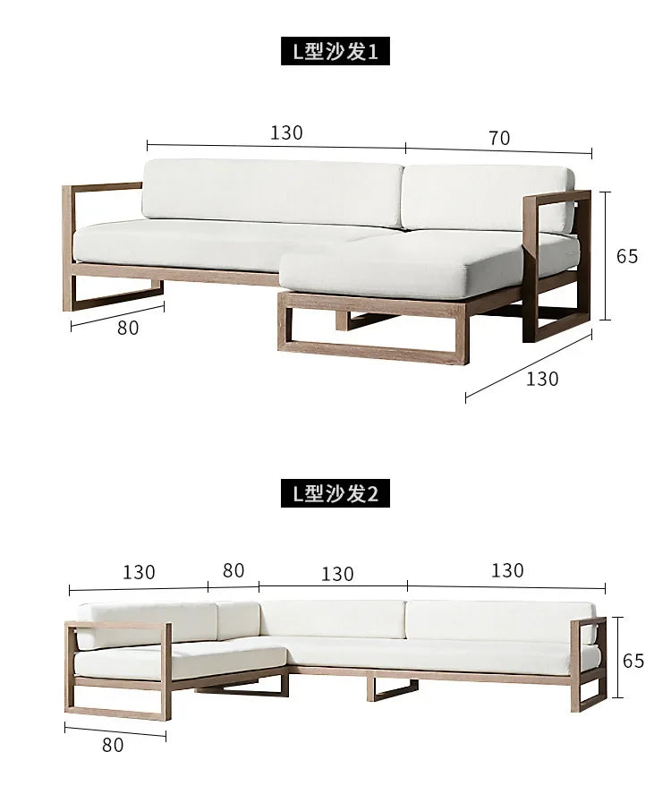 Nordic outdoor double sofa high-end teak villa hotel courtyard garden