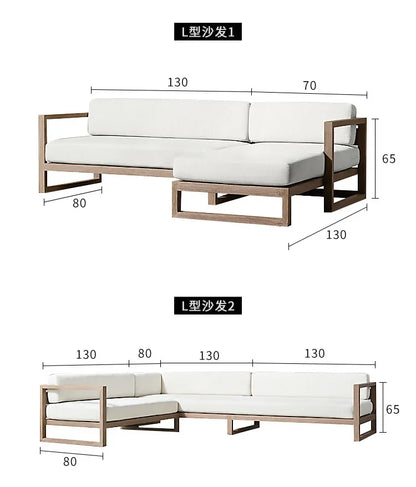 Nordic outdoor double sofa high-end teak villa hotel courtyard garden