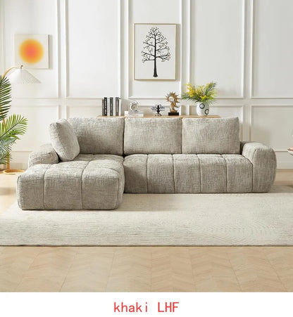 L-Shape Faux Fur Luxury Sectional Sofa, Minimalist Design Comfy Sleeper Couch for Living Room, Apartment & Reception Areas, No