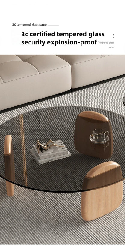 Table à thé, salon, petite maison, style italien, table à thé simple et moderne, table à thé créative en verre à combinaison circulaire
