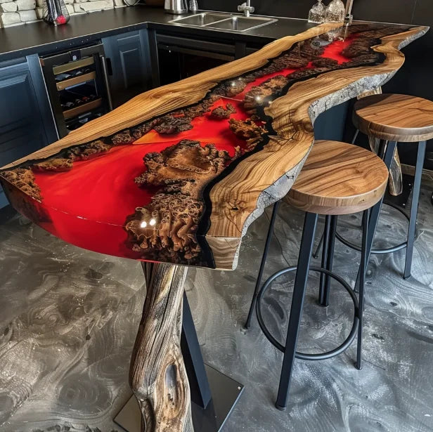 Walnut Kitchen Home Furniture Factory Direct Cafe Coffee Solid Restaurant River Epoxy Dining Table