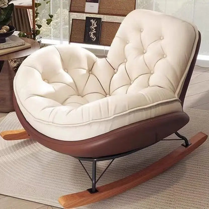 Nordic Style Rocking Chair for Living Room Cat scratch SKin Leather Light Luxury Lounge Chair for Adult Lazy Sofa Balcony Chair