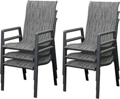 Patio Chairs Set of 6, Stackable Outdoor Dining Chairs with All Weather Breathable Textilene, High Back Metal Frame