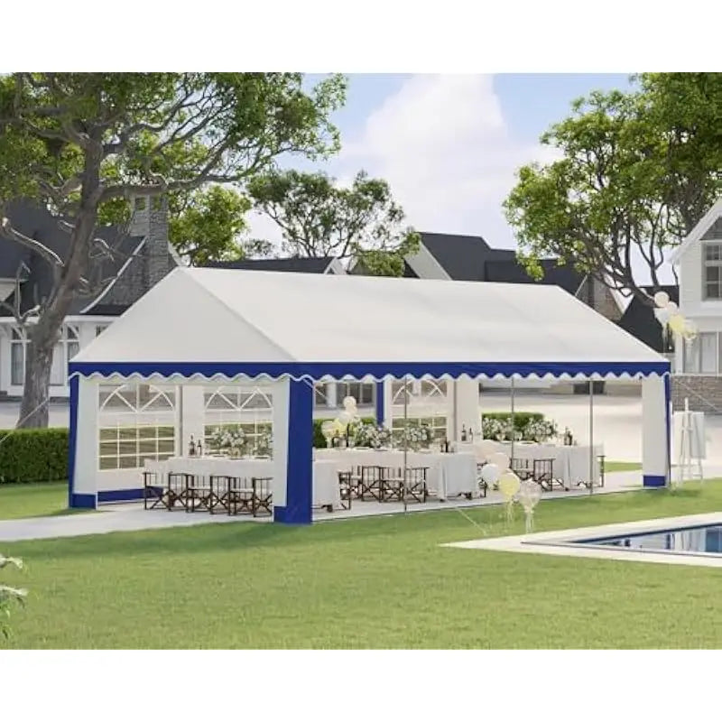 20x40 FT All-Weather Outdoor Canopy Tent with Full Sidewalls Roll-Up Doors PVC Windows and Reinforced Steel Frame Waterproof UV-
