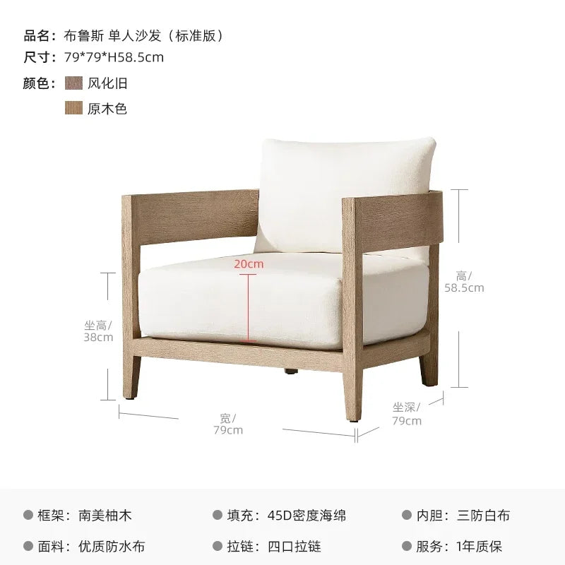 Italian Style Simplicity Waterproof and Sunscreen Garden Sofas Teak Modern Garden Sofas Designer Outdoor Furniture Divano HBOS