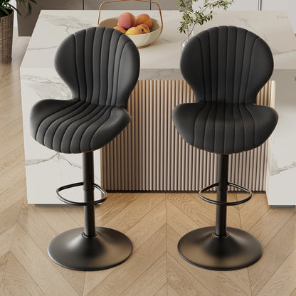 2pcs Bar Chair, 360° Rotating, Adjustable Height, Artificial Leather Upholstered With Backrest, Suitable For Dining Room