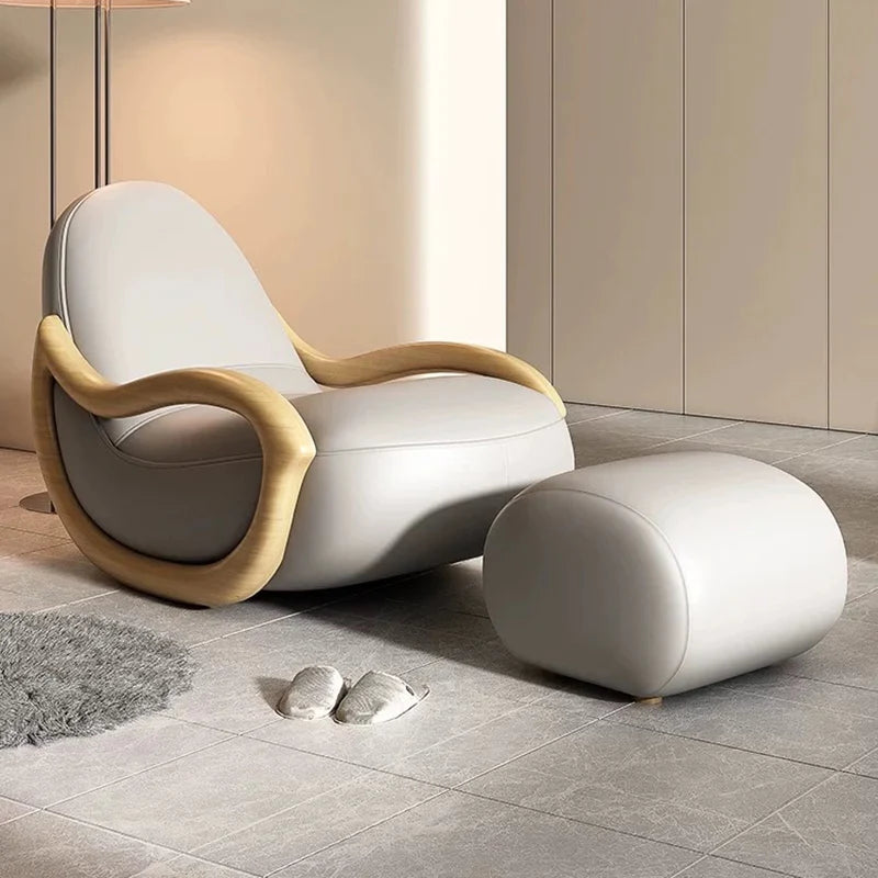 Italian Living Room Chair, Simple White Design, Lazy Designer Recliner, Comfy Armchair Sofa, Fauteuil Salon Home Furniture