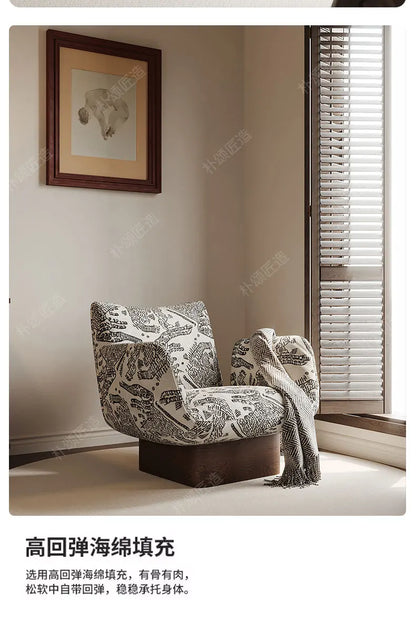 Solid wood single leisure sofa living room medieval   retro reclining chair resting area reception designer single chair