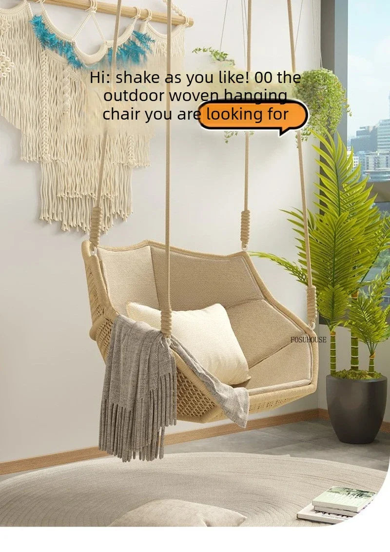 Outdoor Patio Swing Nordic Balcony Rocking Chair Indoor Adult Hanging Chairs Outdoor Single Swing Chairs Modern Hanging Basket Z