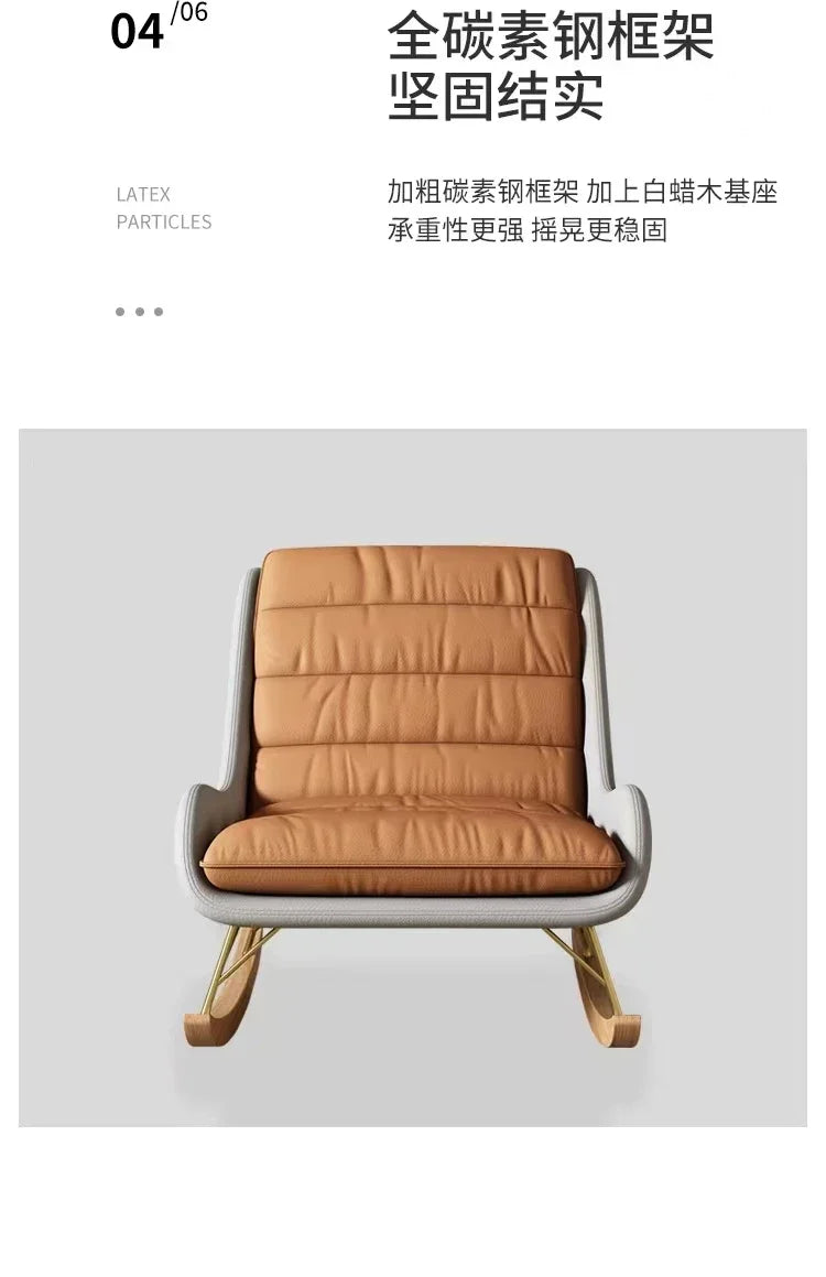Nordic Rocking Chair Recliner Light Luxury Single-Seat Sofa   Home Lazy Fabric Sofa   Balcony Living Room Leisure Chair