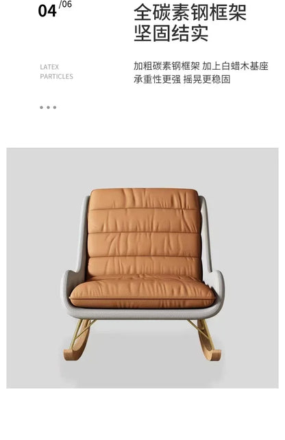 Nordic Rocking Chair Recliner Light Luxury Single-Seat Sofa   Home Lazy Fabric Sofa   Balcony Living Room Leisure Chair
