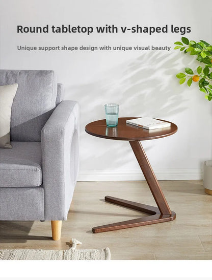 Solid wood small coffee table household living room small round table sofa edge table