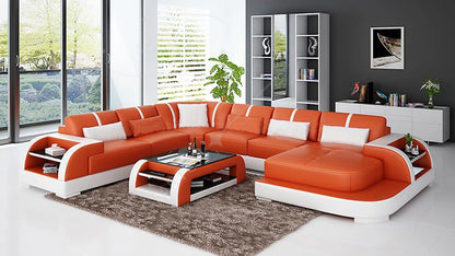 China Supplier's Customized Modern Leather Sofa Set Genuine Leather Home Furniture with Sponge Filling for Living Room