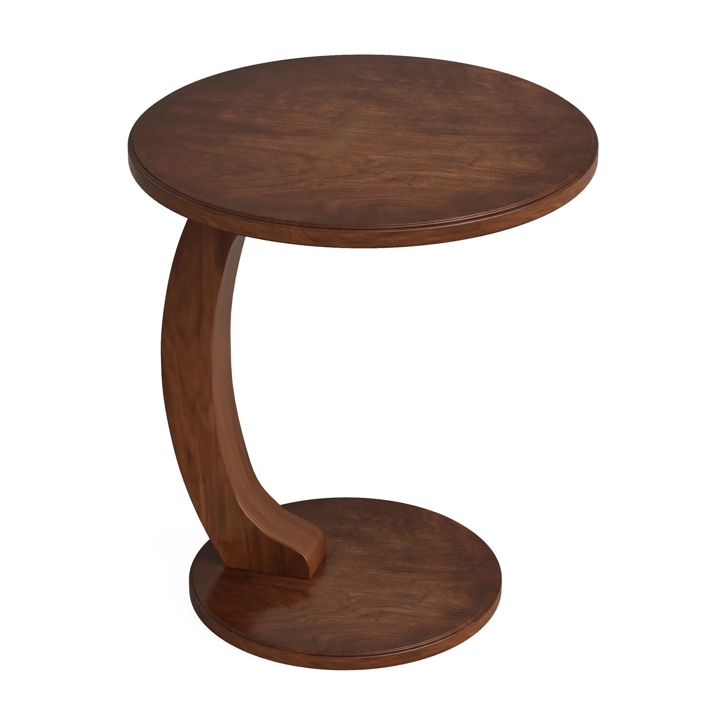 Tribesigns Round End Table, Wood C-Shaped Side Table, Small Couch Side Table, Mid-Century End Table, Retro Side Table