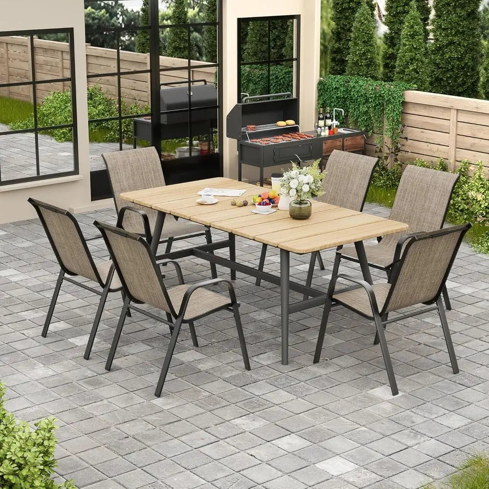 Patio Chairs Set of 4, Stackable Outdoor Dining Chairs for All Weather Textilene Fabric & Metal Frame, Outdoor Chairs Set for Ba