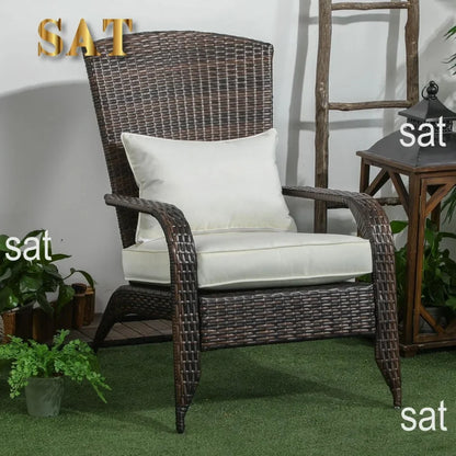 v Outdoor Chair, Rattan Fire Pit Chairs with Soft Cushions, Curved Backrest and Armrests, Outdoor Chair