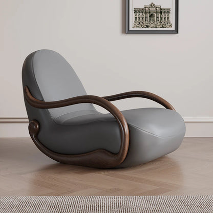 Design rocking chair new Chinese leisure chair walnut armrest living room balcony lazy recliner Italian minimalist