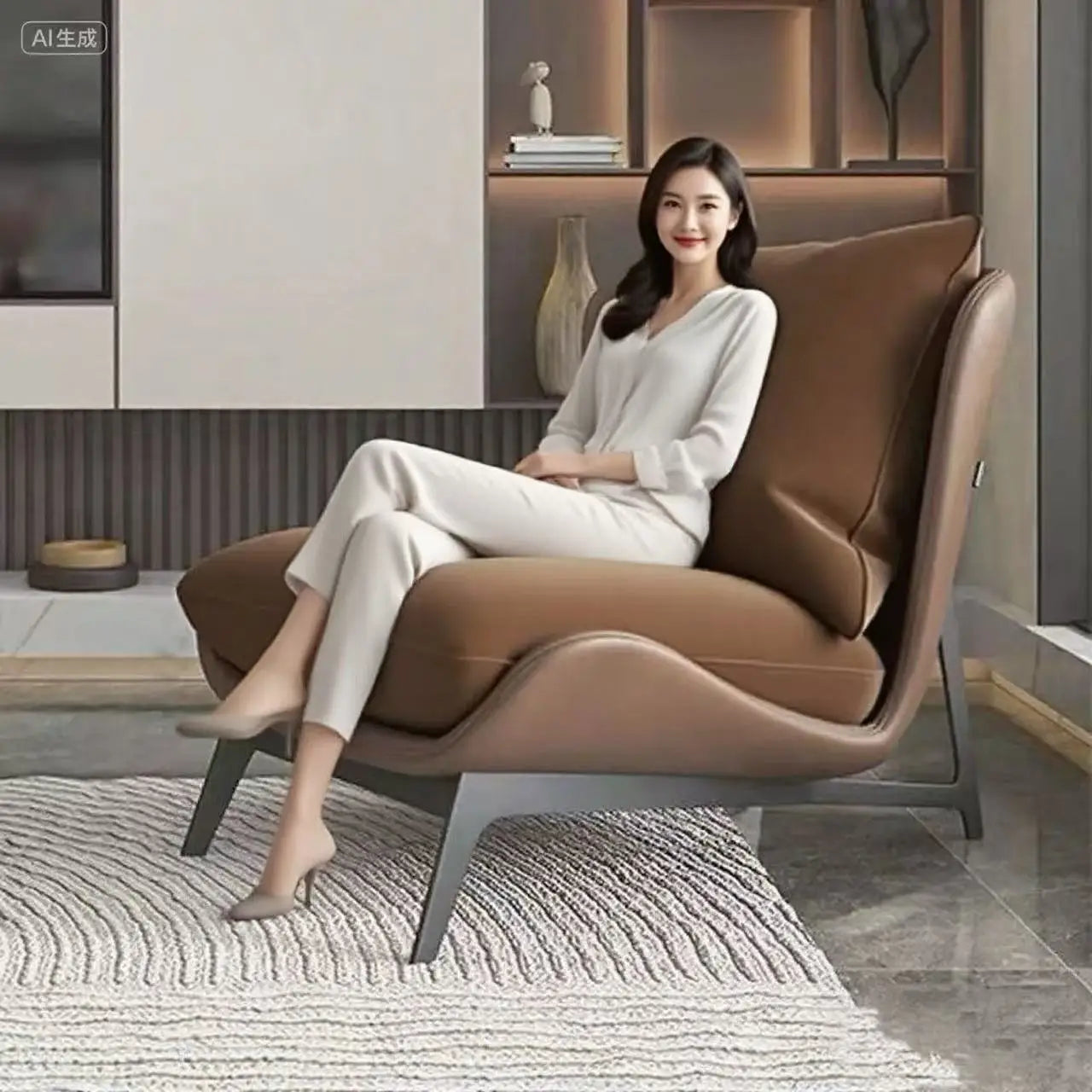 Comfortable Single Sofa Chair for Balcony or Living Room Lazy Sofa Lounge Chair for Bedroom or Reading Upholstered Accent Chair