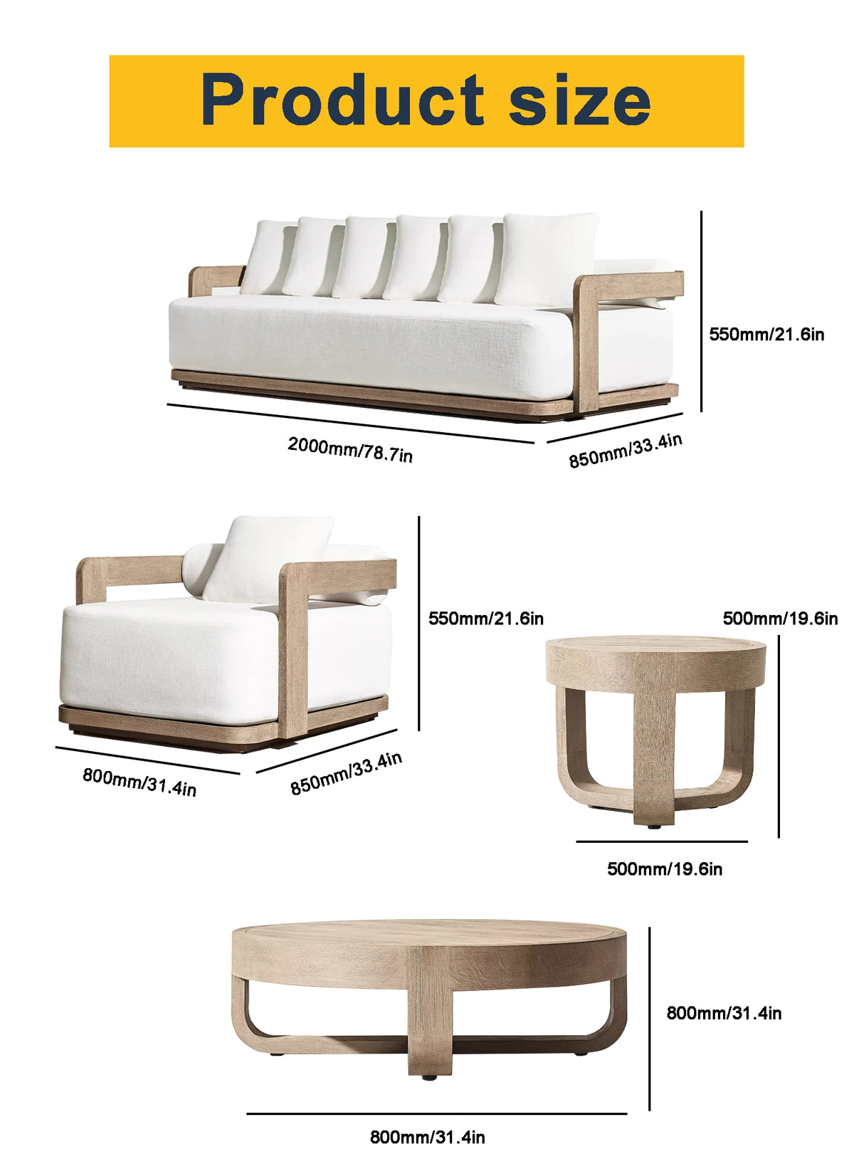 Teak Outdoor Furniture Hotel Luxury Outdoor Furniture Modular Cushion Couch Outdoor Lounge Patio Furniture Sofa Set