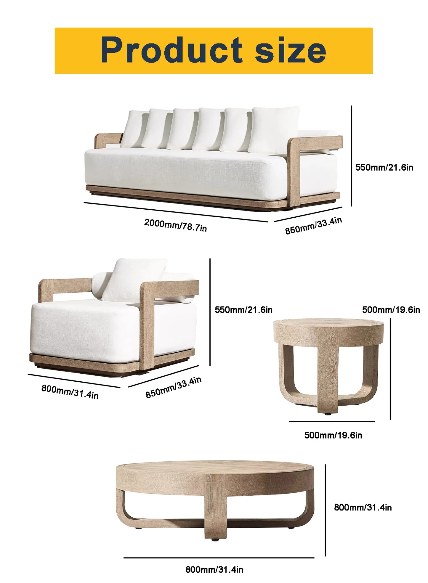 Teak Outdoor Furniture Hotel Luxury Outdoor Furniture Modular Cushion Couch Outdoor Lounge Patio Furniture Sofa Set