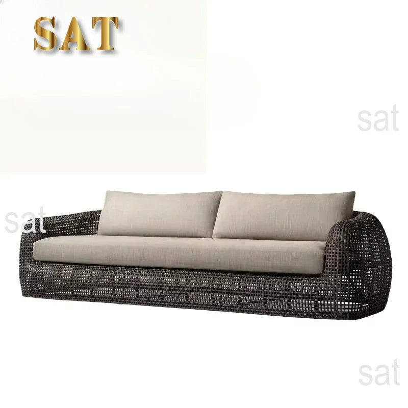 -Modern All-Weather Wicker Garden Furniture Set Aluminum Frame Patio Sofas for Hotel Leisure Use