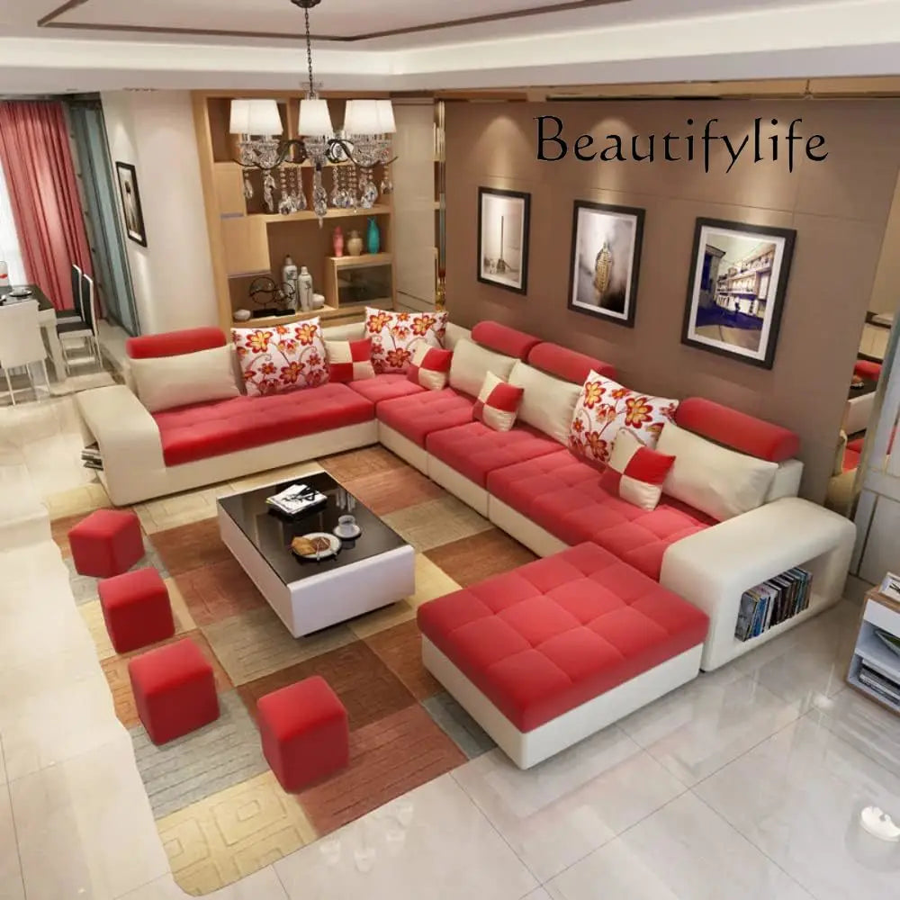 SS U-Shape Sectional Couch Fabric Upholstered Sofa Couches Sectional Couches For Living Room 7 Seater Modern Sectional Sofa