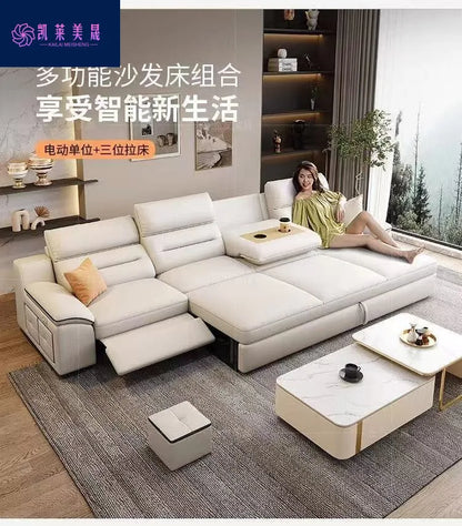 Multi-purpose leather high-end home living room electric light luxury sofa modern minimalist sofa