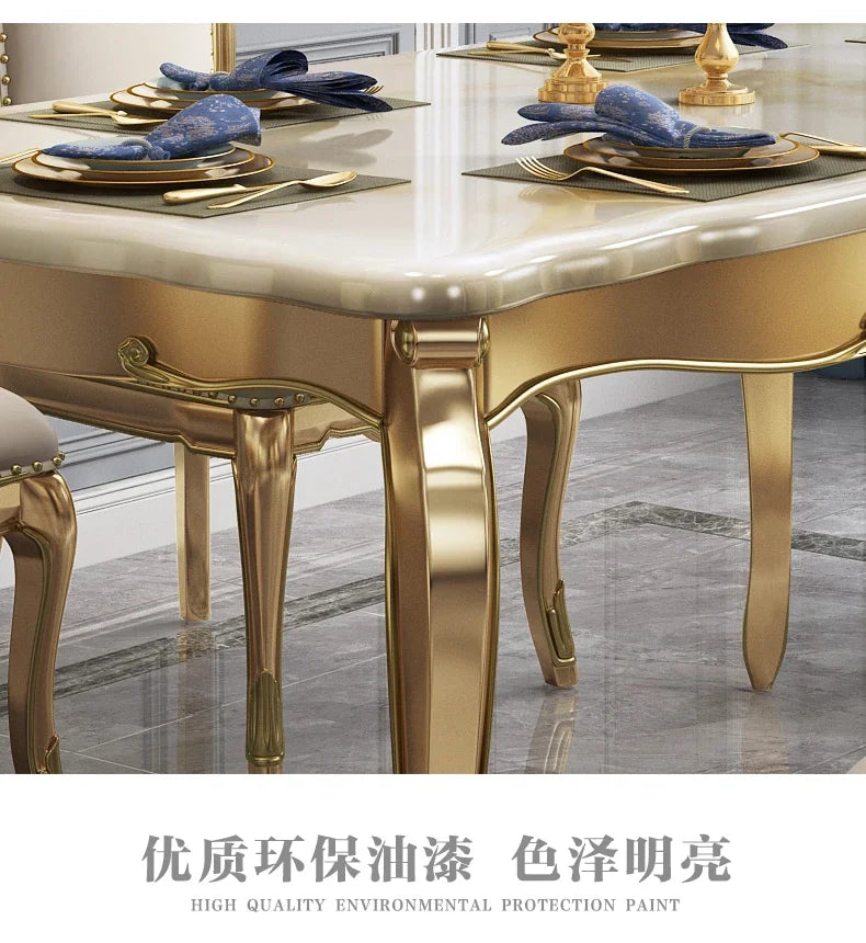 FG10American light luxury solid wood dining table and chair combination European rectangular marble dining table