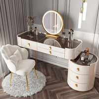 Solid wood new dresser glass bedroom modern simple style light luxury Internet celebrity small makeup table rock slab makeup