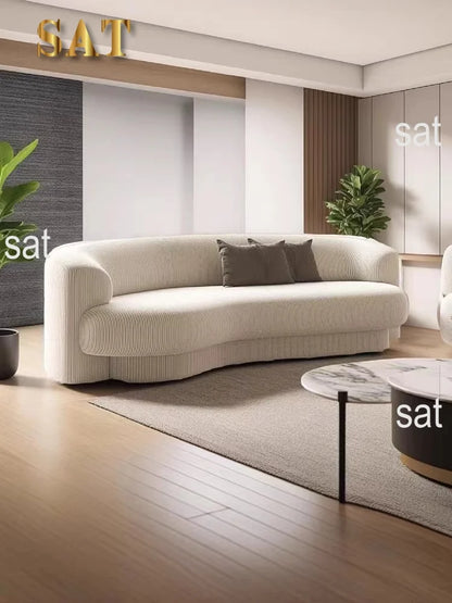 Fabric Living Room Sofas European Beige Italian Curved Luxury Couch Double Modern Designer Divano Soggiorno Home Furniture