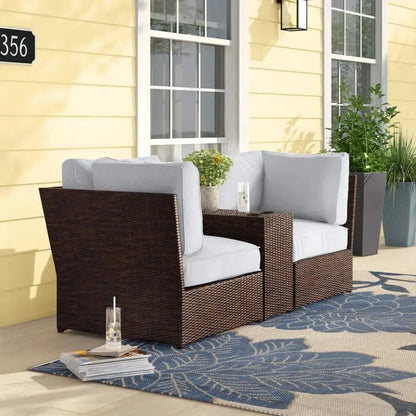 Outdoor Wicker Loveseat with Cushions – No Assembly Needed, Ready to Use for Comfort and Style