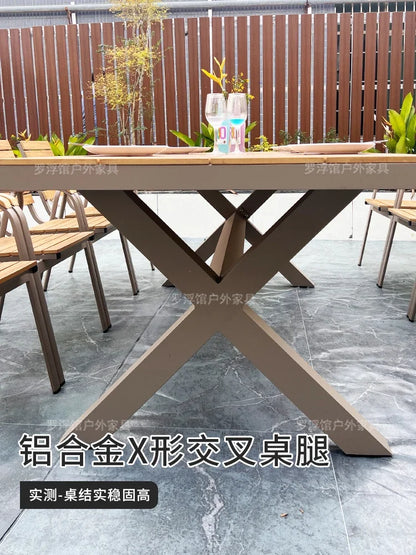 Courtyard table and chair outdoor balcony waterproof and sunscreen garden outdoor leisure table and chair combination