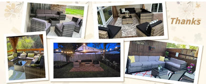 YND6-Q8 pieces outdoor Wicker rattan patio sectional furniture set.glass top table with hidden storage.7 sofa sections. oversize