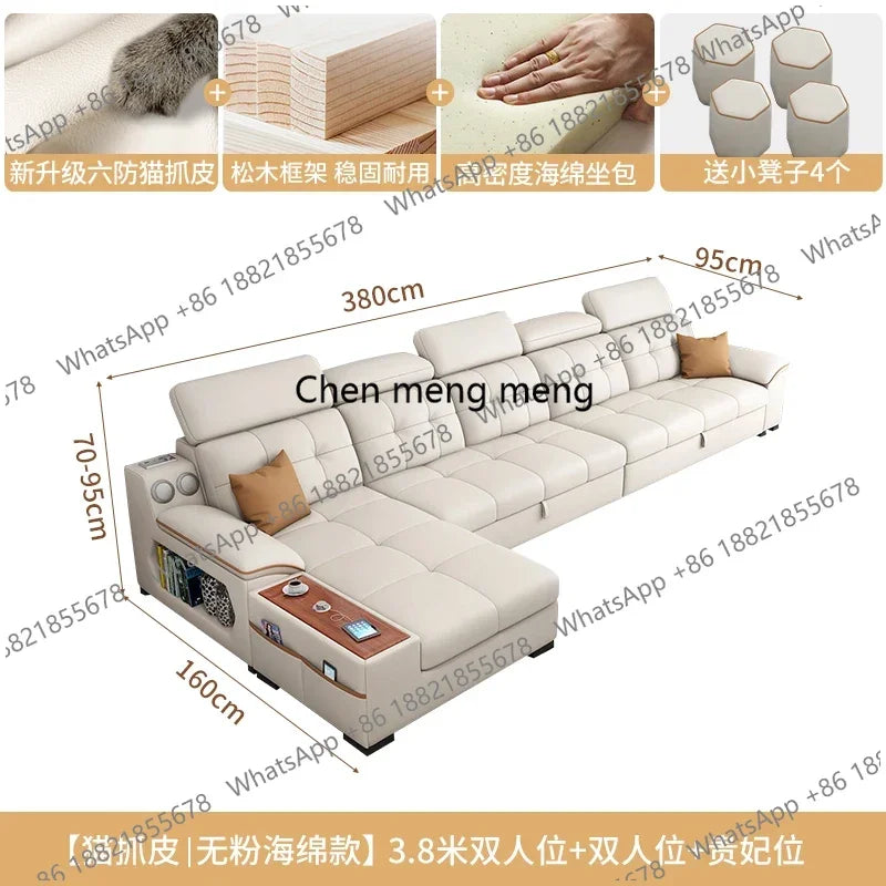 a38 Leather Luxury Sofa Couple Family Storage Sleeper Relax Sofa Reclining Foldable Muebles Para El Hogar Home Accessories