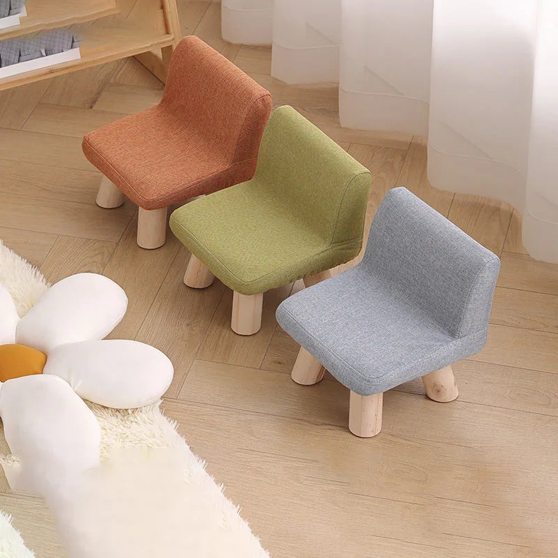 Nordic Wooden Chair with Backrest Strong Load Capacity for Bedroom Living Room Shoe Changing Low Chair Stool Home Furniture