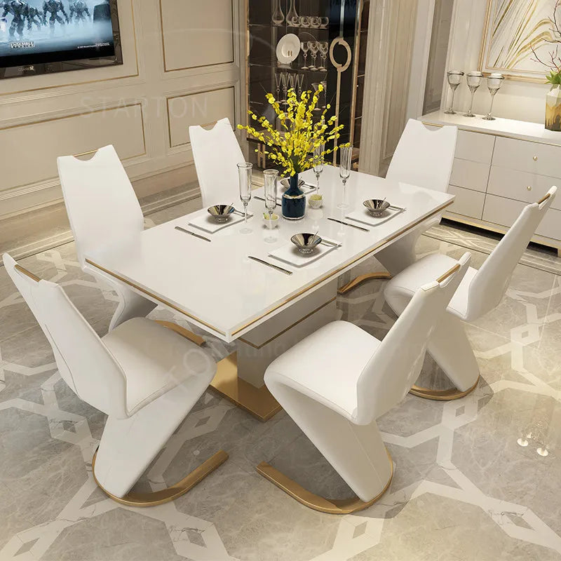 modern 2 Pieces Chairs Modern Simple Z Shape Dining Chair PU Leather Home Living Room Chair Only Chairs