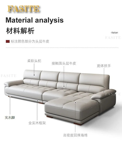 Premium Simple and modern combination imported concubine sofa size apartment living room first layer cowhide leather art sofa