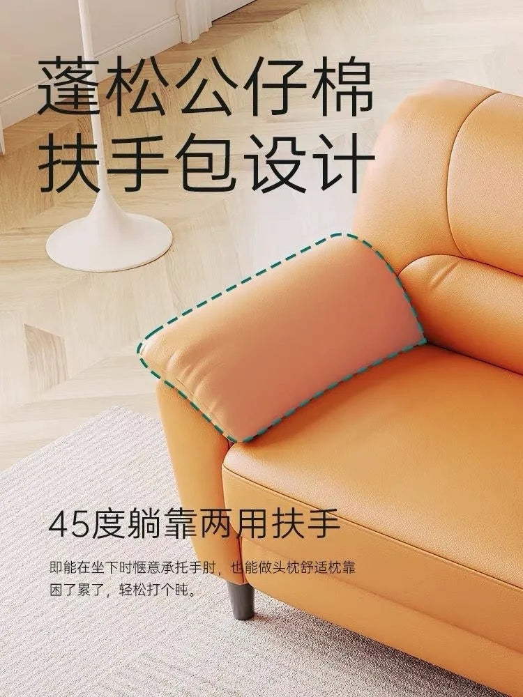 Double sofa small apartment modern living room leather leather sofa sofa three-person cowhide simple