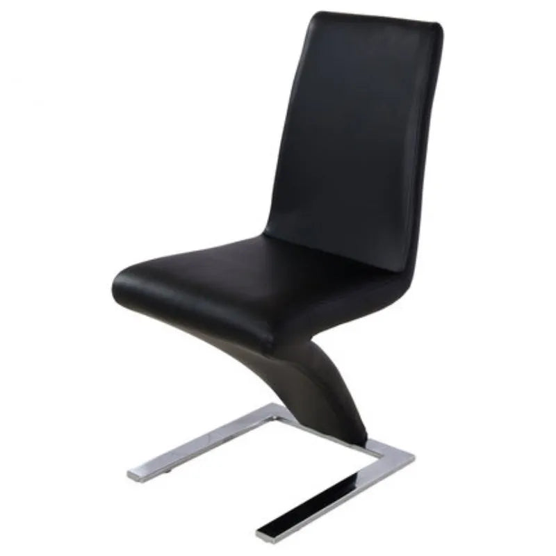 Modern minimalist Z-shaped PU leather metal dining chair, dining room chair