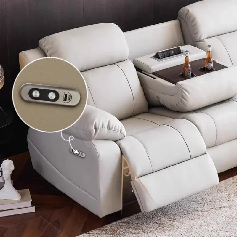 Designer Luxury Modern Sofa Genuine Leather Electric Italian Recliner Sofa Lounge Loveseat Divani Da Soggiorno Home Furniture