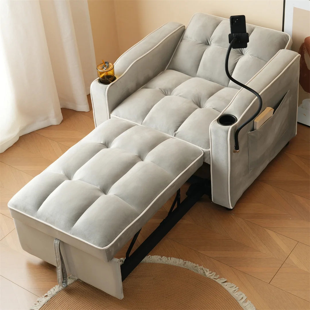 Three-in-one single-bed sofa, soft sleeper sofa, recliner sofa, backrest sofa, suitable for living room, 83*167*76 cm