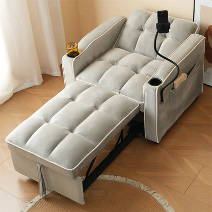 Three-in-one single-bed sofa, soft sleeper sofa, recliner sofa, backrest sofa, suitable for living room, 83*167*76 cm