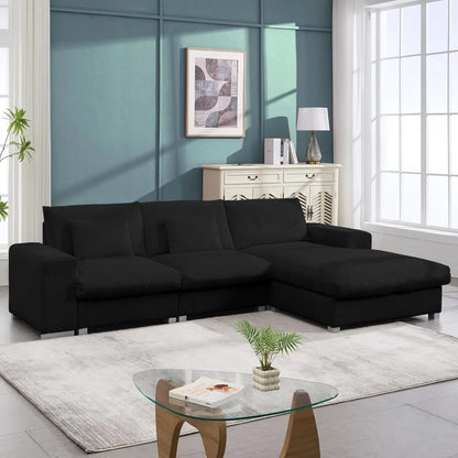 U Shaped Cloud Couch Sectionals Comfy White Sectional Couches for Living Room Modern Oversized Modular Sofas, Corduroy Large Big