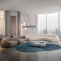 Italian minimalist large curved sofa living room small apartment light luxury designer fabric sofa